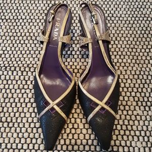Prada Black and Gold Heels